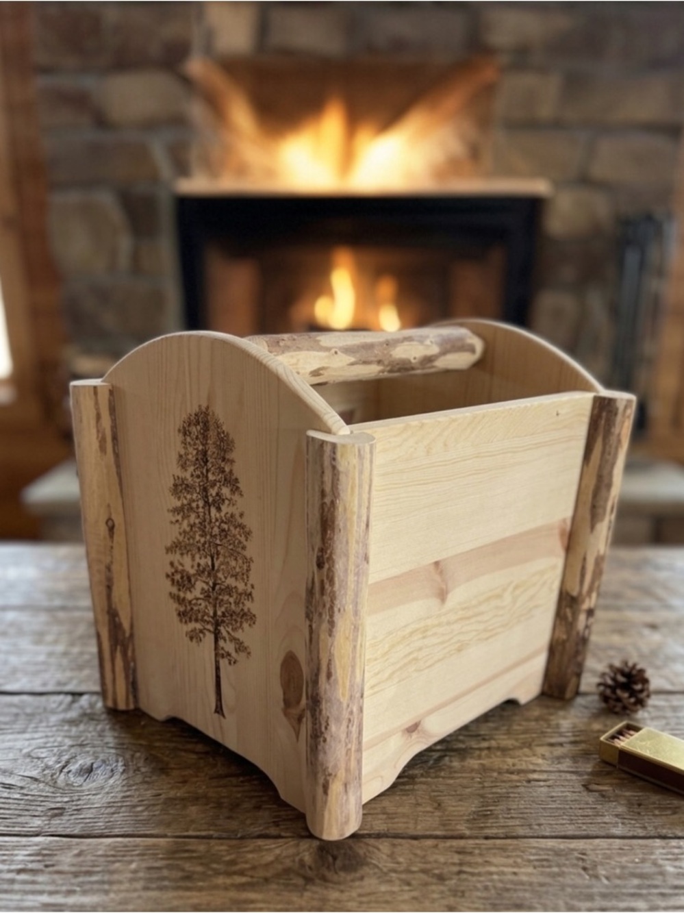 Montana Woodworks Glacier
Country Collection Magazine Rack w/ Engraved Pine